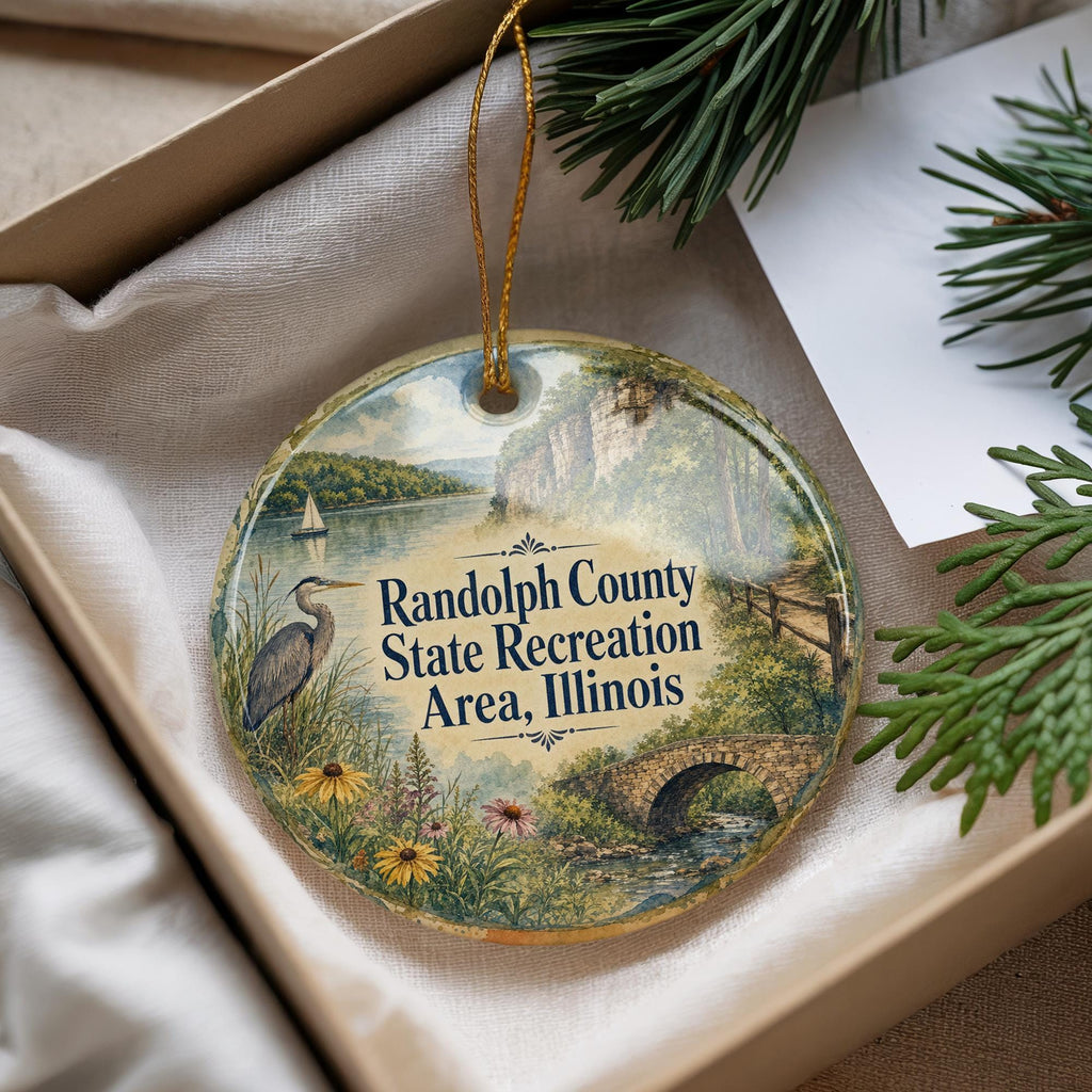 Randolph County State Recreation Area Illinois Watercolor Ceramic Ornament, Outdoor Nature Park Souvenir Keepsake Gift — photo 4