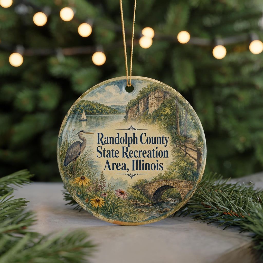 Randolph County State Recreation Area Illinois Watercolor Ceramic Ornament, Outdoor Nature Park Souvenir Keepsake Gift — photo 7