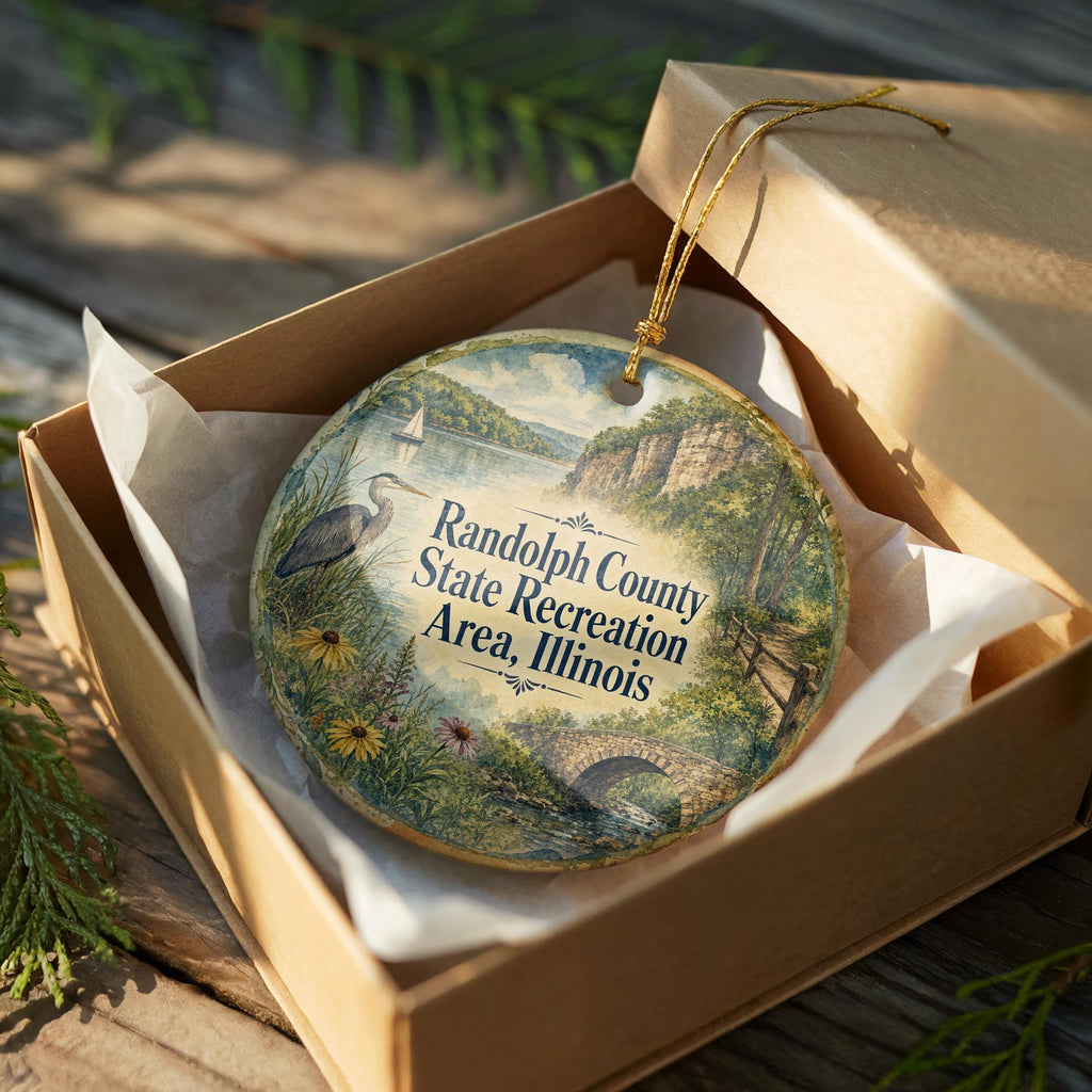 Randolph County State Recreation Area Illinois Watercolor Ceramic Ornament, Outdoor Nature Park Souvenir Keepsake Gift — photo 8
