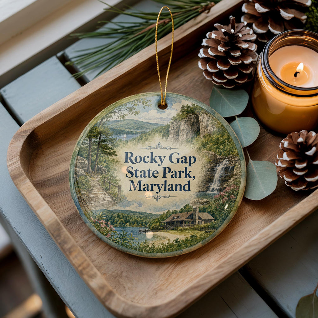 Rocky Gap State Park Maryland Watercolor Ceramic Ornament, Scenic State Park Souvenir, Travel Keepsake Gift — photo 3