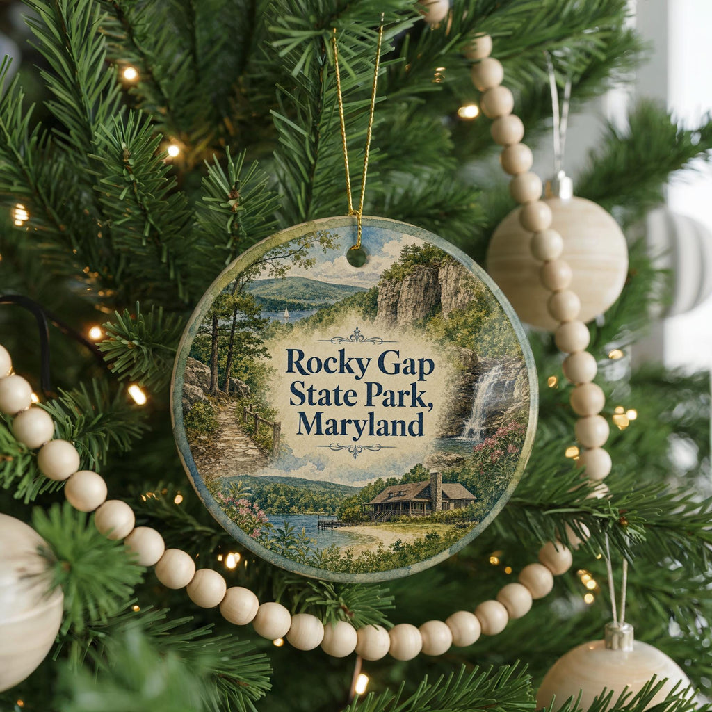 Rocky Gap State Park Maryland Watercolor Ceramic Ornament, Scenic State Park Souvenir, Travel Keepsake Gift — photo 6