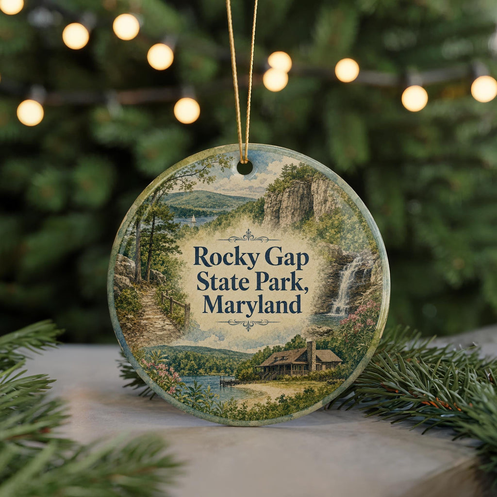 Rocky Gap State Park Maryland Watercolor Ceramic Ornament, Scenic State Park Souvenir, Travel Keepsake Gift — photo 7