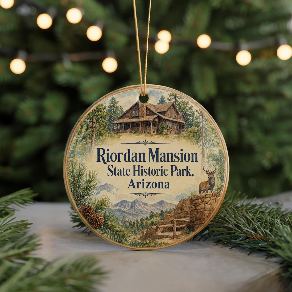 Riordan Mansion State Historic Park Arizona Ceramic Ornament, Flagstaff Landmark Watercolor Souvenir Gift, Historic Home Decor — photo 7