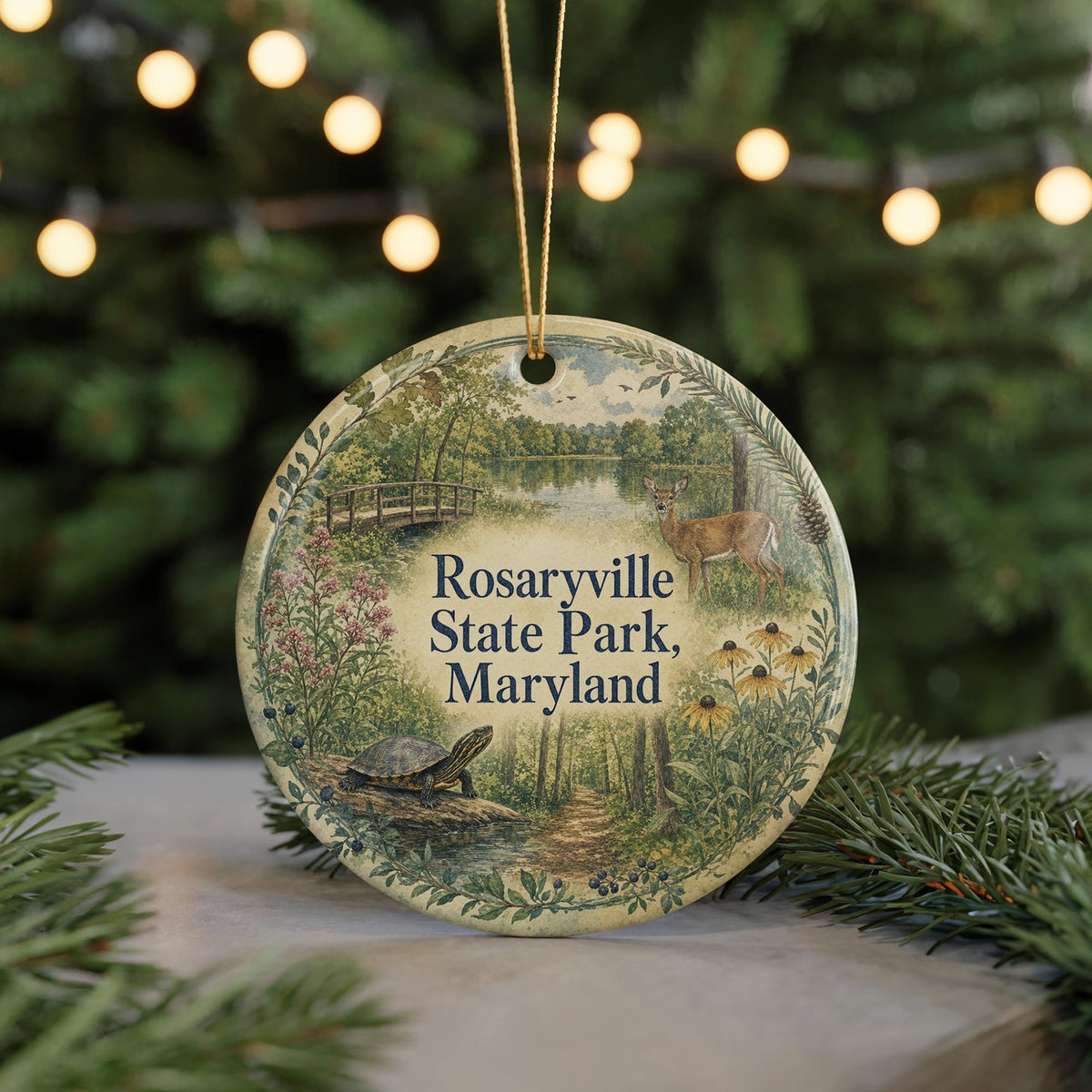 Rosaryville State Park Maryland Watercolor Ceramic Ornament, Scenic Park Souvenir Keepsake, Travel Gift, Nature Landmark Decor — photo 7