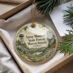 Savoy Mountain State Forest Massachusetts Watercolor Ceramic Ornament, Berkshires Nature Souvenir Gift, Hiking Forest Keepsake — photo 4