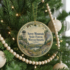 Savoy Mountain State Forest Massachusetts Watercolor Ceramic Ornament, Berkshires Nature Souvenir Gift, Hiking Forest Keepsake — photo 6