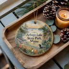 Sebago Lake State Park Maine Watercolor Ceramic Ornament, Sebago Lake Souvenir, Maine State Park Keepsake, Lake Vacation Gift — photo 1