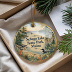 Sebago Lake State Park Maine Watercolor Ceramic Ornament, Sebago Lake Souvenir, Maine State Park Keepsake, Lake Vacation Gift — photo 4