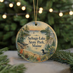 Sebago Lake State Park Maine Watercolor Ceramic Ornament, Sebago Lake Souvenir, Maine State Park Keepsake, Lake Vacation Gift — photo 7