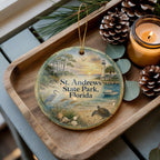 St Andrews State Park Florida Ceramic Ornament, Watercolor Florida Beach Souvenir, Panama City Beach Coastal Vacation Keepsake — photo 1