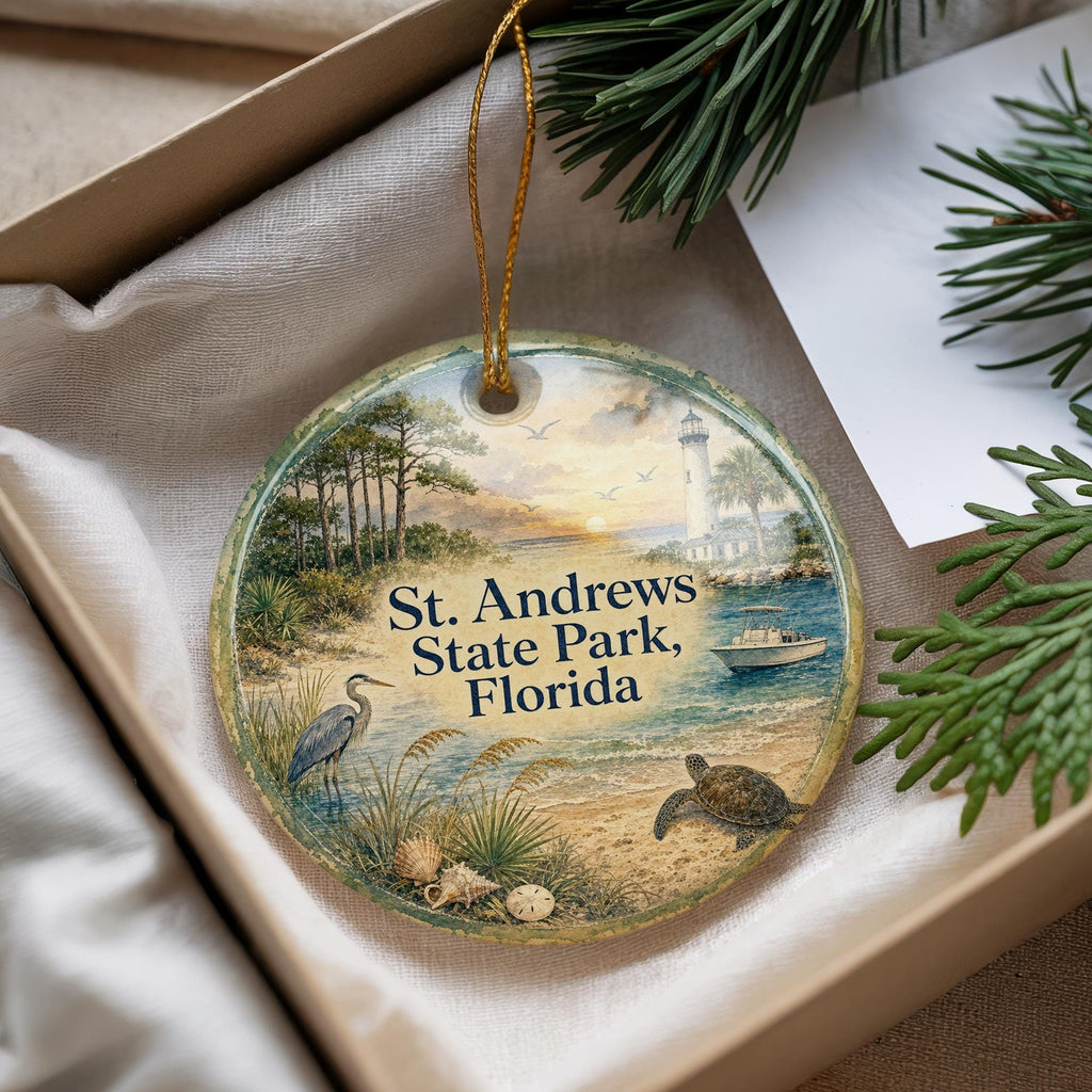 St Andrews State Park Florida Ceramic Ornament, Watercolor Florida Beach Souvenir, Panama City Beach Coastal Vacation Keepsake — photo 4