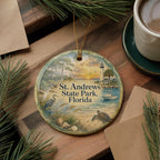 St Andrews State Park Florida Ceramic Ornament, Watercolor Florida Beach Souvenir, Panama City Beach Coastal Vacation Keepsake — photo 5