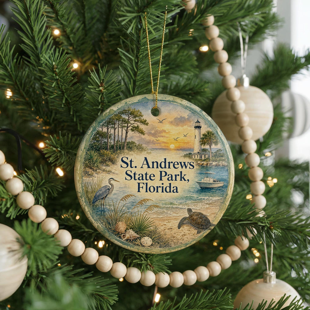 St Andrews State Park Florida Ceramic Ornament, Watercolor Florida Beach Souvenir, Panama City Beach Coastal Vacation Keepsake — photo 6