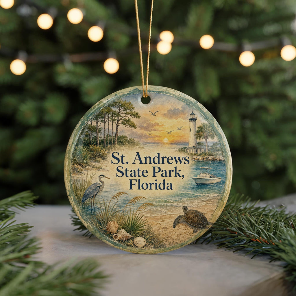 St Andrews State Park Florida Ceramic Ornament, Watercolor Florida Beach Souvenir, Panama City Beach Coastal Vacation Keepsake — photo 7
