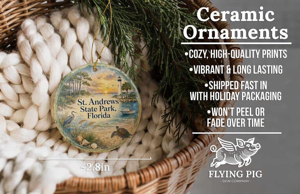 St Andrews State Park Florida Ceramic Ornament, Watercolor Florida Beach Souvenir, Panama City Beach Coastal Vacation Keepsake — photo 9