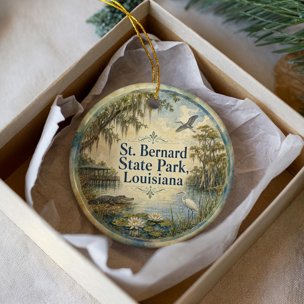 St Bernard State Park Louisiana Watercolor Ceramic Ornament, St Bernard Parish Souvenir, Louisiana State Park Keepsake Gift — photo 1
