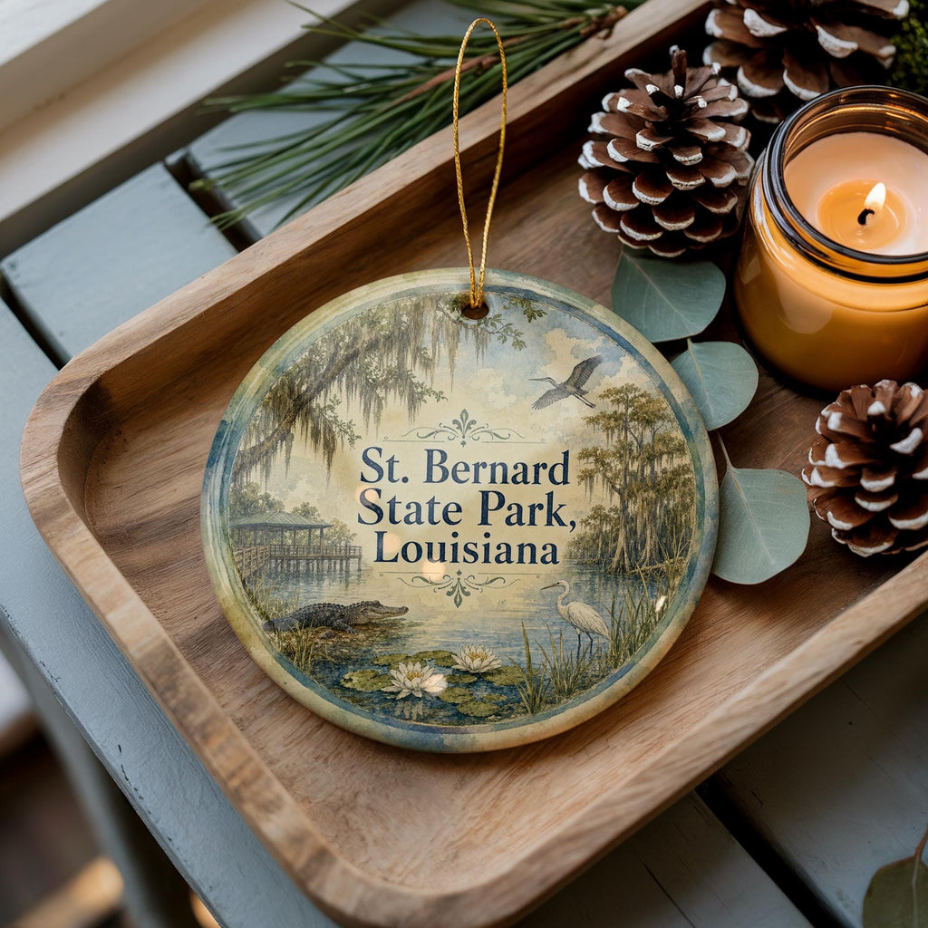 St Bernard State Park Louisiana Watercolor Ceramic Ornament, St Bernard Parish Souvenir, Louisiana State Park Keepsake Gift — photo 2