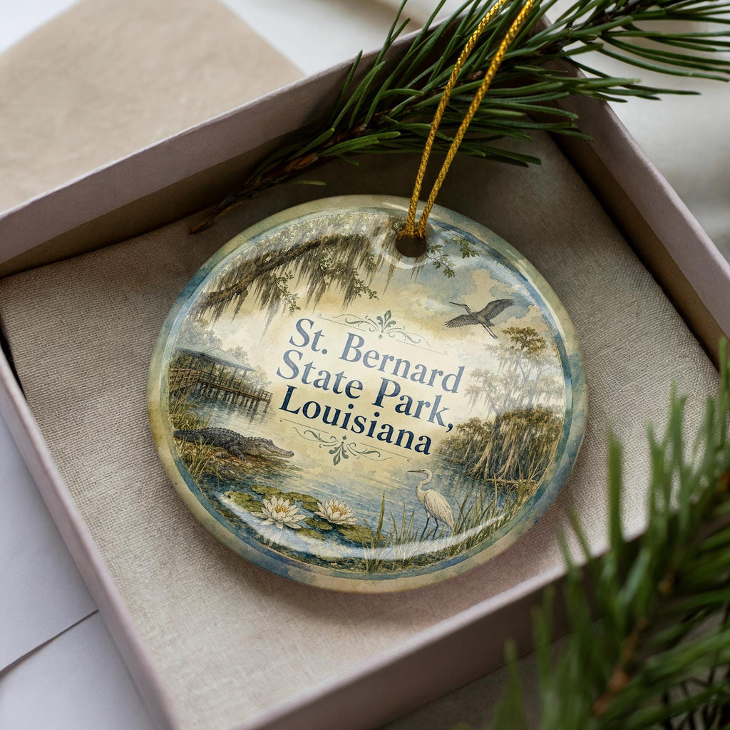 St Bernard State Park Louisiana Watercolor Ceramic Ornament, St Bernard Parish Souvenir, Louisiana State Park Keepsake Gift — photo 3