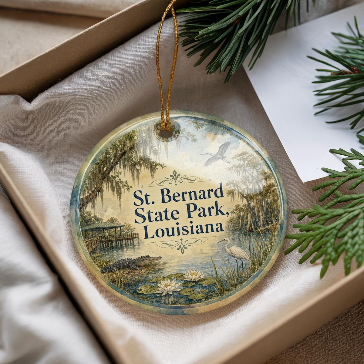 St Bernard State Park Louisiana Watercolor Ceramic Ornament, St Bernard Parish Souvenir, Louisiana State Park Keepsake Gift — photo 4