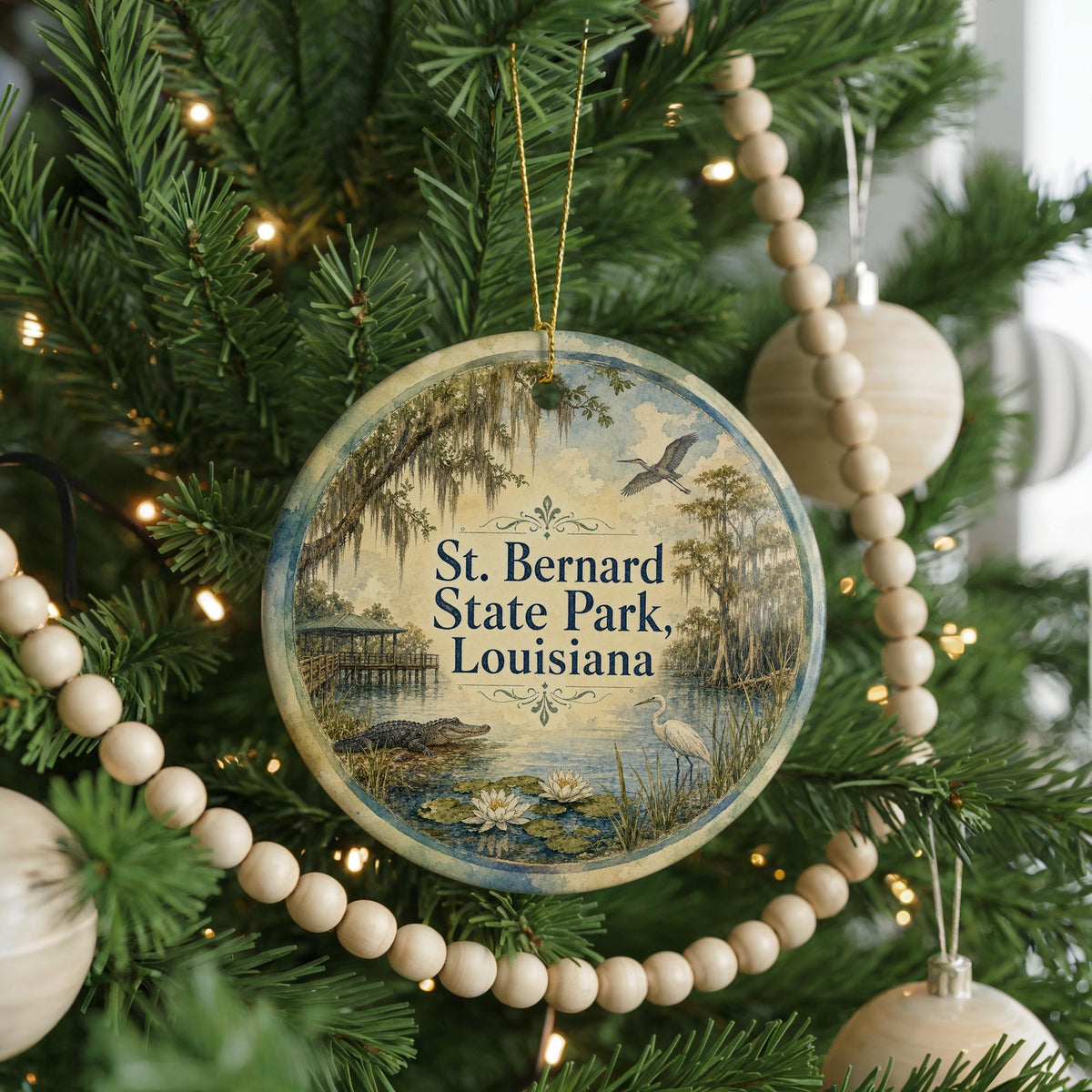 St Bernard State Park Louisiana Watercolor Ceramic Ornament, St Bernard Parish Souvenir, Louisiana State Park Keepsake Gift — photo 6