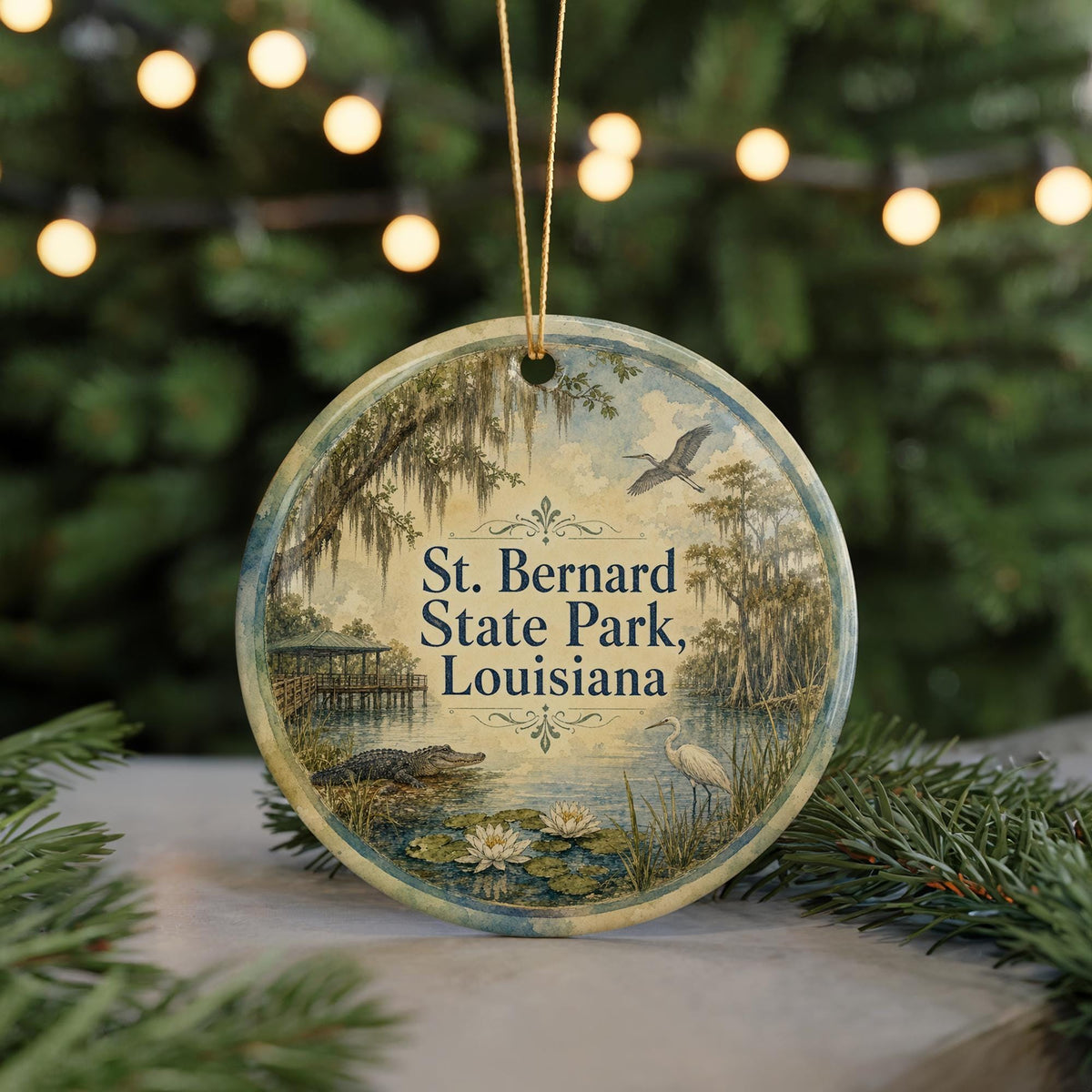 St Bernard State Park Louisiana Watercolor Ceramic Ornament, St Bernard Parish Souvenir, Louisiana State Park Keepsake Gift — photo 7