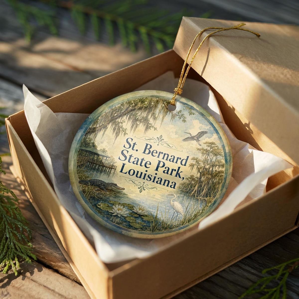 St Bernard State Park Louisiana Watercolor Ceramic Ornament, St Bernard Parish Souvenir, Louisiana State Park Keepsake Gift — photo 8