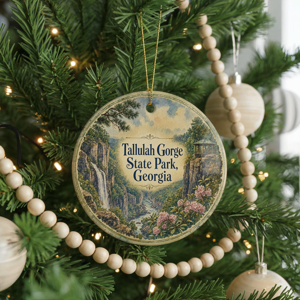 Tallulah Gorge State Park Georgia Ceramic Ornament, Watercolor Tallulah Falls Gorge Souvenir Travel Keepsake Gift — photo 6