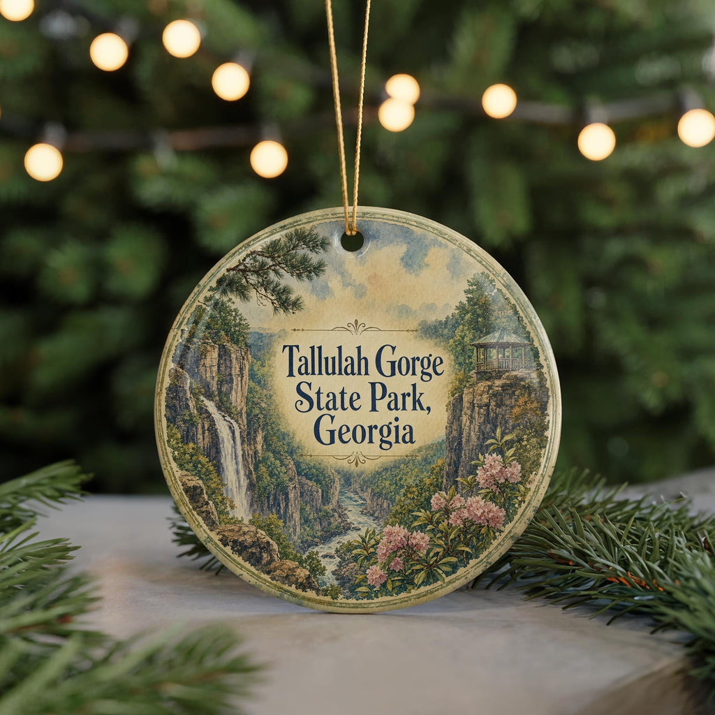 Tallulah Gorge State Park Georgia Ceramic Ornament, Watercolor Tallulah Falls Gorge Souvenir Travel Keepsake Gift — photo 7