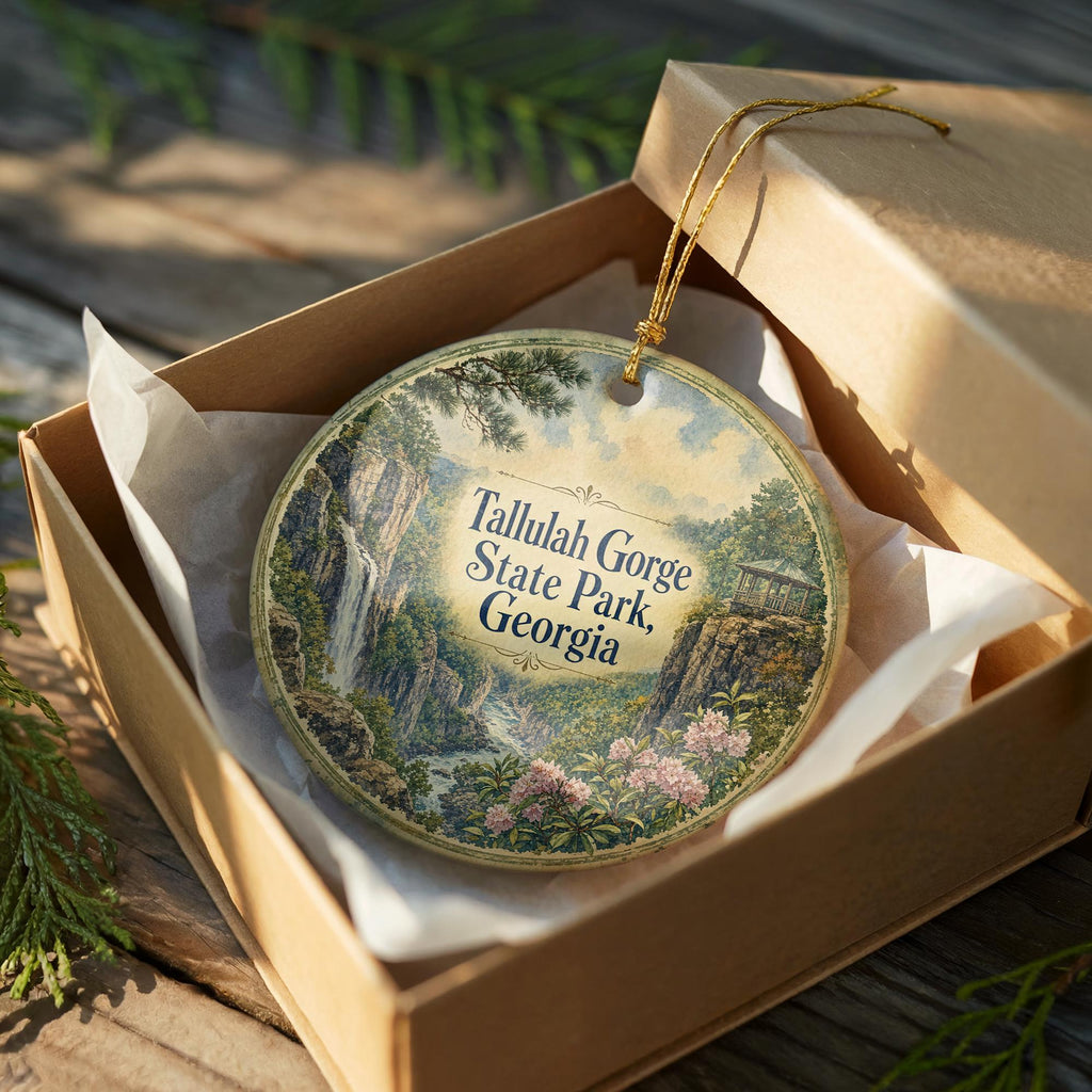 Tallulah Gorge State Park Georgia Ceramic Ornament, Watercolor Tallulah Falls Gorge Souvenir Travel Keepsake Gift — photo 8