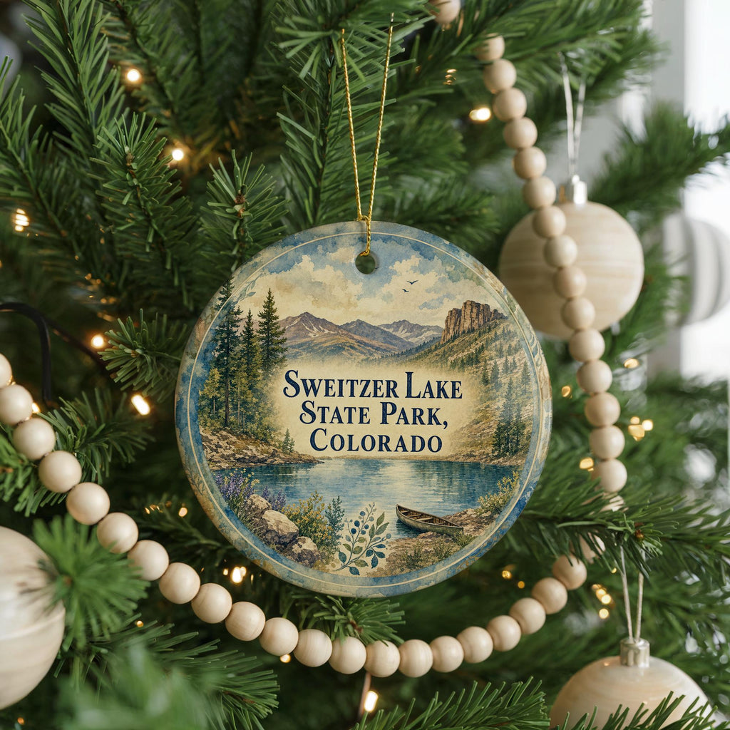 Sweitzer Lake State Park Colorado Watercolor Ceramic Ornament, Colorado State Park Souvenir, Lake & Mountain Vacation Keepsake — photo 6