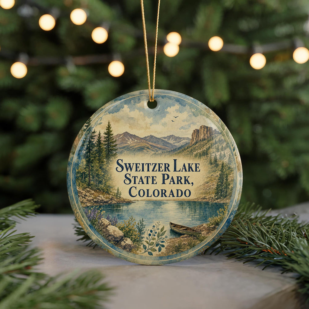 Sweitzer Lake State Park Colorado Watercolor Ceramic Ornament, Colorado State Park Souvenir, Lake & Mountain Vacation Keepsake — photo 7