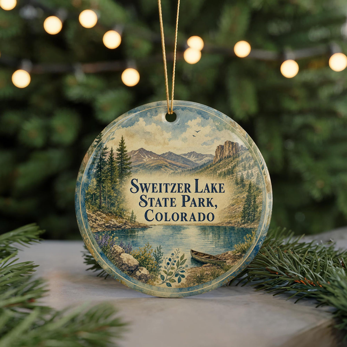 Sweitzer Lake State Park Colorado Watercolor Ceramic Ornament, Colorado State Park Souvenir, Lake & Mountain Vacation Keepsake — photo 7