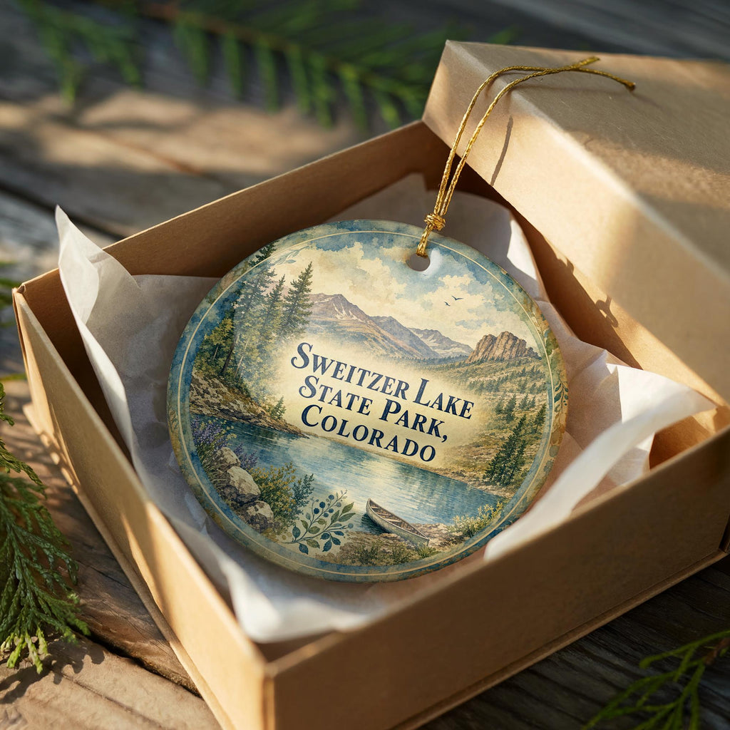 Sweitzer Lake State Park Colorado Watercolor Ceramic Ornament, Colorado State Park Souvenir, Lake & Mountain Vacation Keepsake — photo 8
