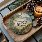 Traverse City State Park Michigan Watercolor Ceramic Ornament, Traverse City MI Souvenir, Lake Michigan Vacation Keepsake Gift — photo 3