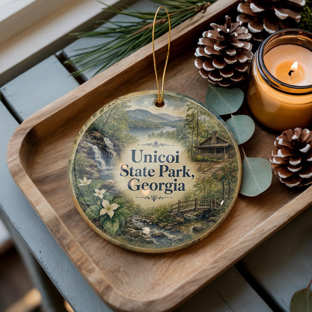 Unicoi State Park Georgia Watercolor Ceramic Ornament, Helen GA Mountain Lake Nature Souvenir Gift, Appalachian Scenic Keepsake — photo 2