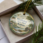 Webster State Park Kansas Ceramic Ornament, Lake and Prairie Scenic Travel Souvenir, Kansas State Park Keepsake Gift — photo 3