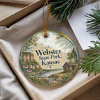 Webster State Park Kansas Ceramic Ornament, Lake and Prairie Scenic Travel Souvenir, Kansas State Park Keepsake Gift — photo 4