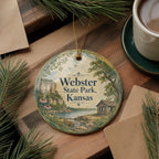 Webster State Park Kansas Ceramic Ornament, Lake and Prairie Scenic Travel Souvenir, Kansas State Park Keepsake Gift — photo 5