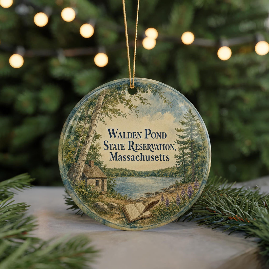 Walden Pond State Reservation Massachusetts Watercolor Ceramic Ornament, Concord MA Nature Landmark Souvenir Gift — photo 7