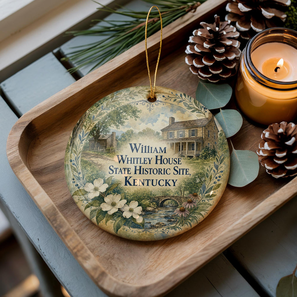 Watercolor William Whitley House State Historic Site Kentucky Ceramic Ornament, Historic Landmark Souvenir, Kentucky Travel Gift — photo 1