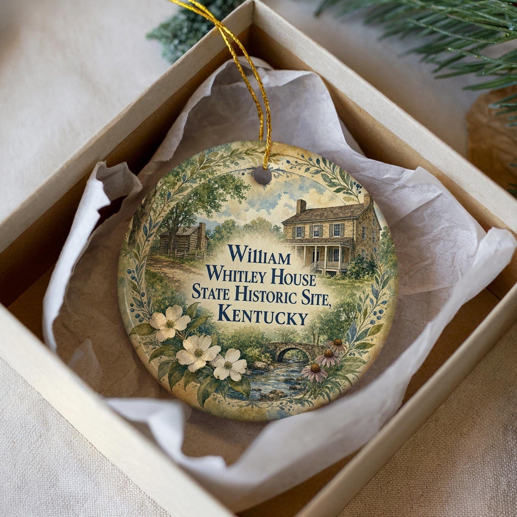 Watercolor William Whitley House State Historic Site Kentucky Ceramic Ornament, Historic Landmark Souvenir, Kentucky Travel Gift — photo 3