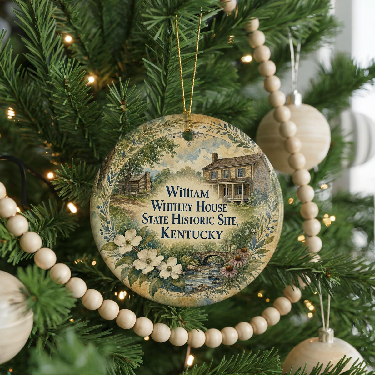 Watercolor William Whitley House State Historic Site Kentucky Ceramic Ornament, Historic Landmark Souvenir, Kentucky Travel Gift — photo 6