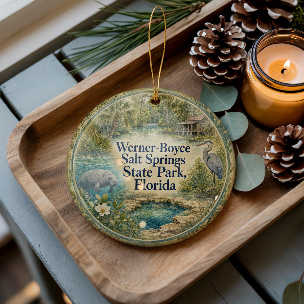Werner-Boyce Salt Springs State Park Florida Ceramic Ornament, Watercolor Park Landscape Souvenir Keepsake Gift — photo 2