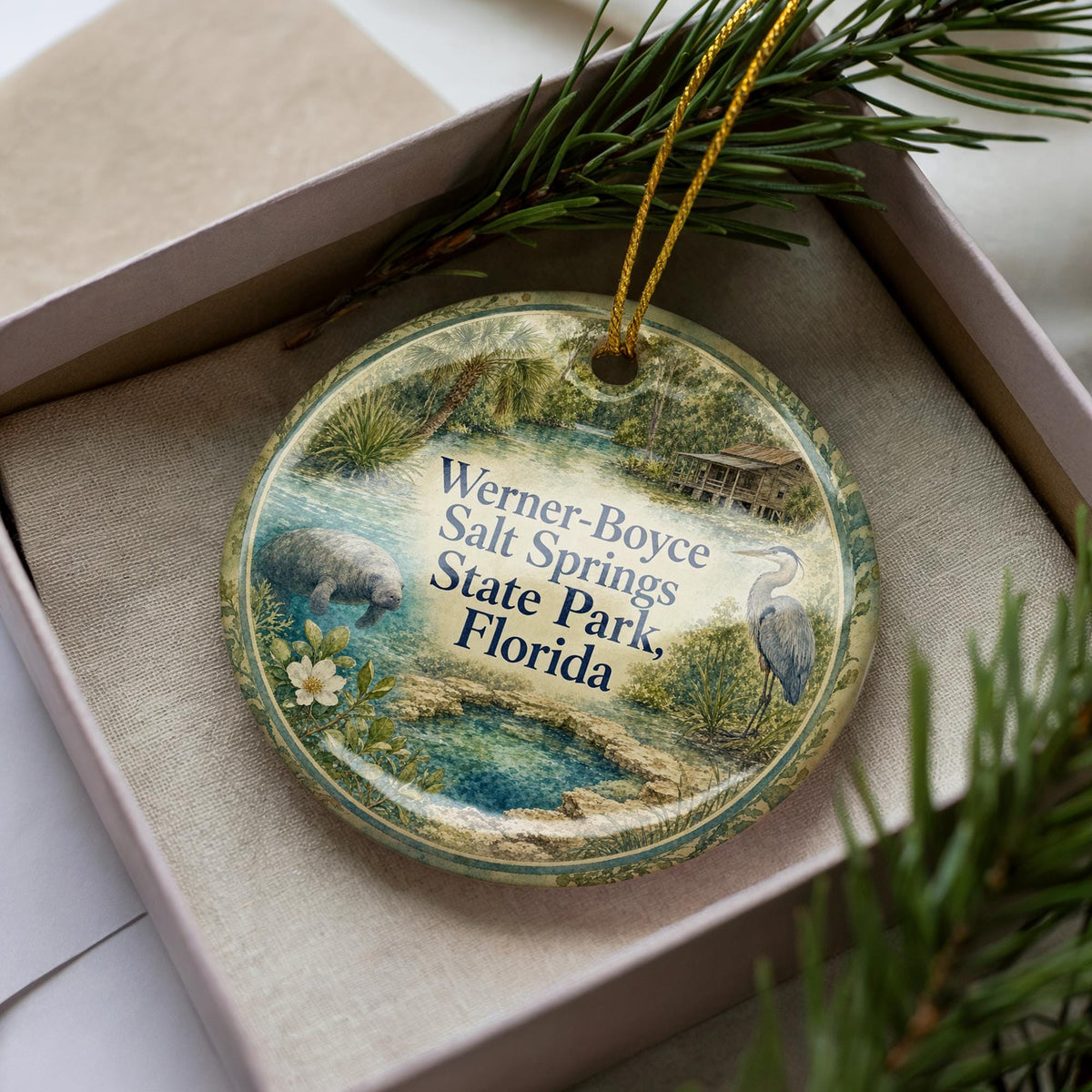 Werner-Boyce Salt Springs State Park Florida Ceramic Ornament, Watercolor Park Landscape Souvenir Keepsake Gift — photo 3
