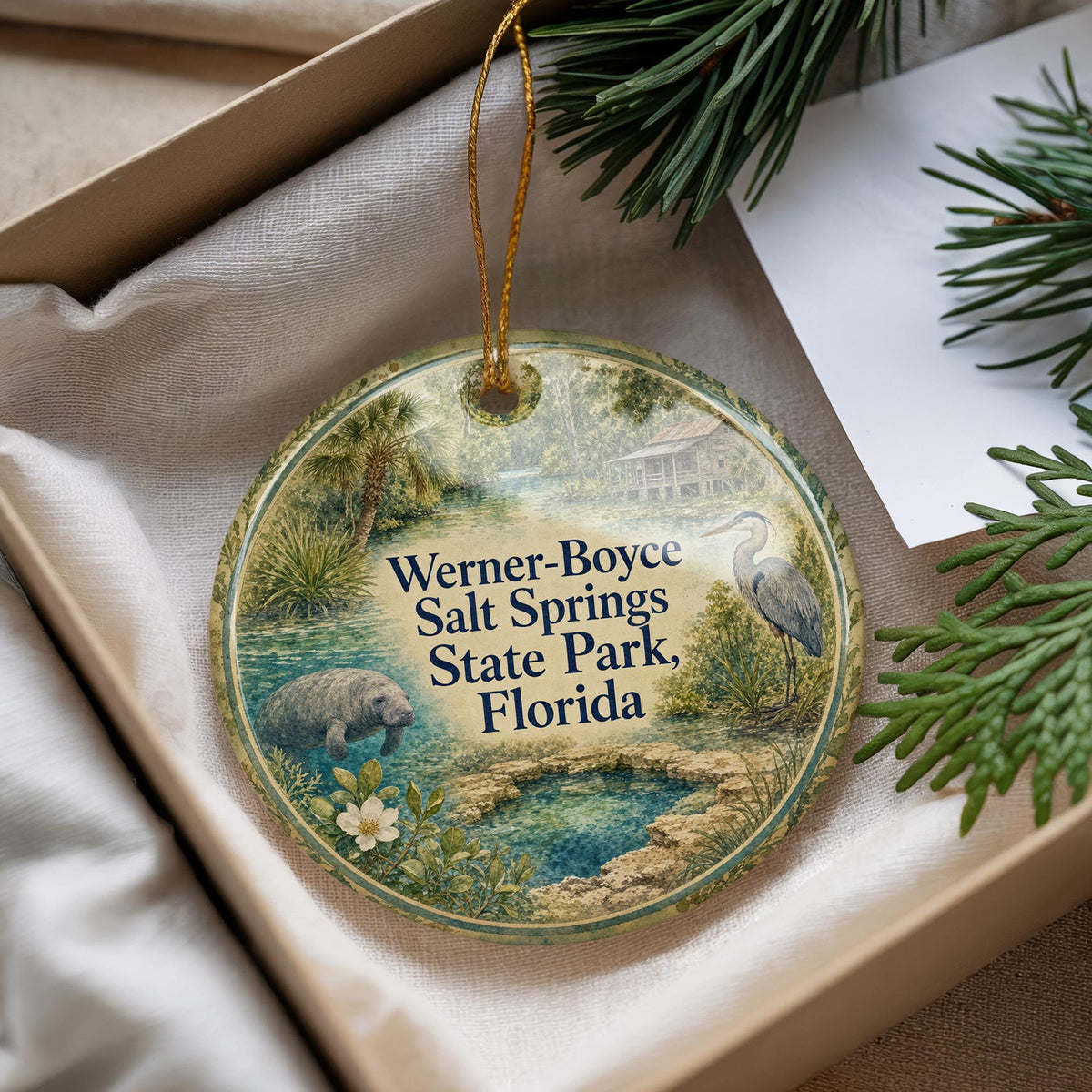 Werner-Boyce Salt Springs State Park Florida Ceramic Ornament, Watercolor Park Landscape Souvenir Keepsake Gift — photo 4