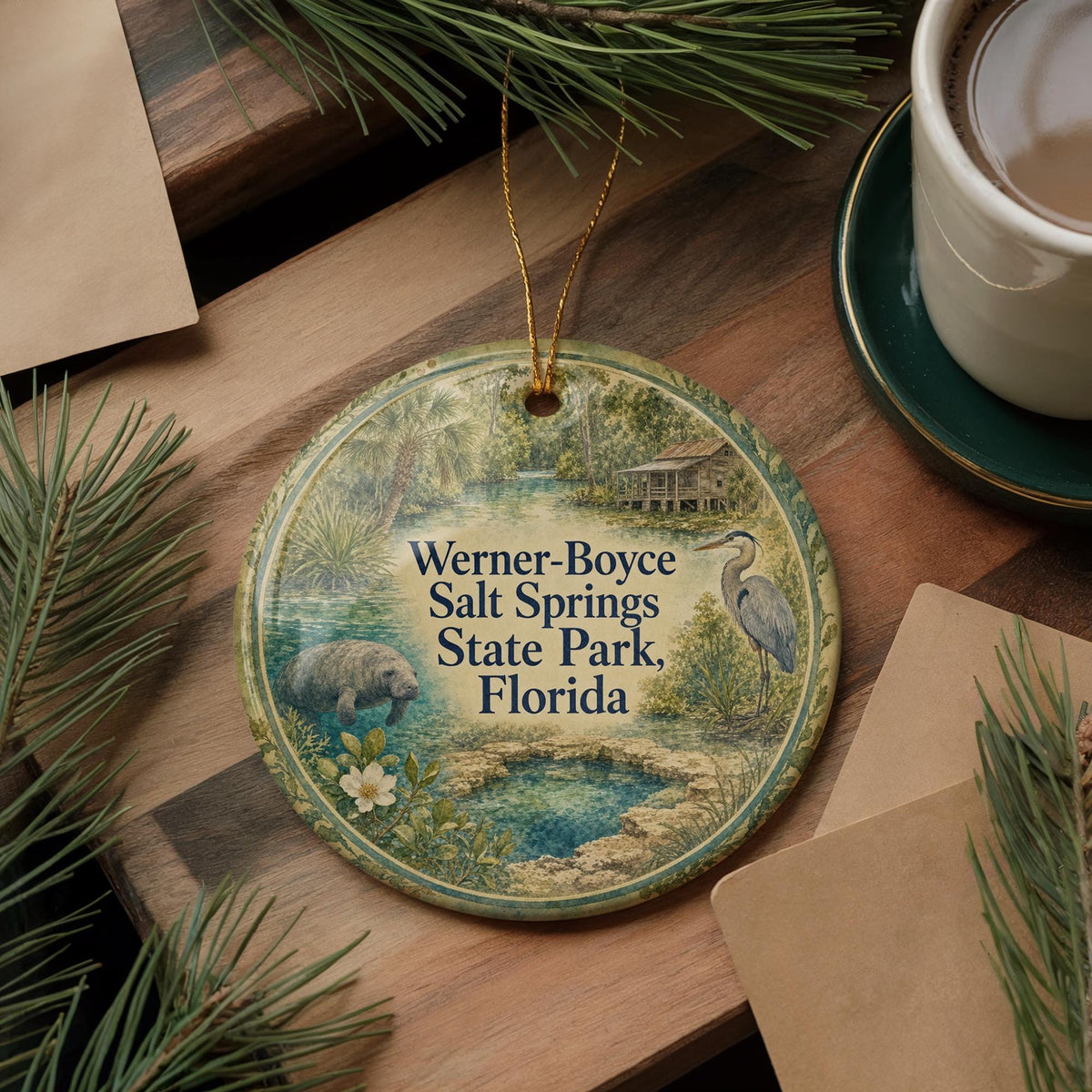 Werner-Boyce Salt Springs State Park Florida Ceramic Ornament, Watercolor Park Landscape Souvenir Keepsake Gift — photo 5