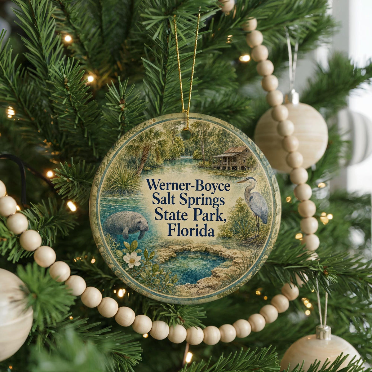 Werner-Boyce Salt Springs State Park Florida Ceramic Ornament, Watercolor Park Landscape Souvenir Keepsake Gift — photo 6