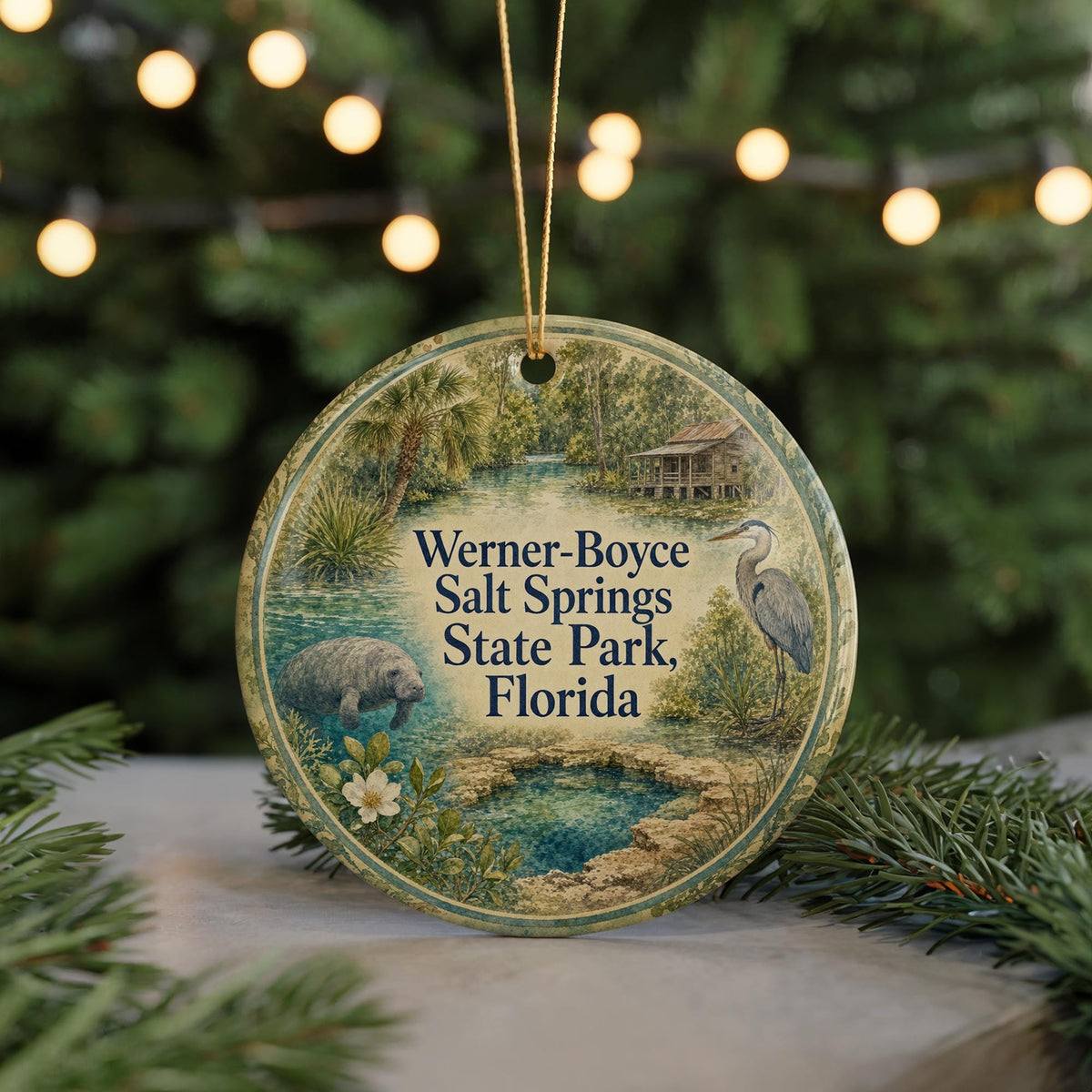 Werner-Boyce Salt Springs State Park Florida Ceramic Ornament, Watercolor Park Landscape Souvenir Keepsake Gift — photo 7