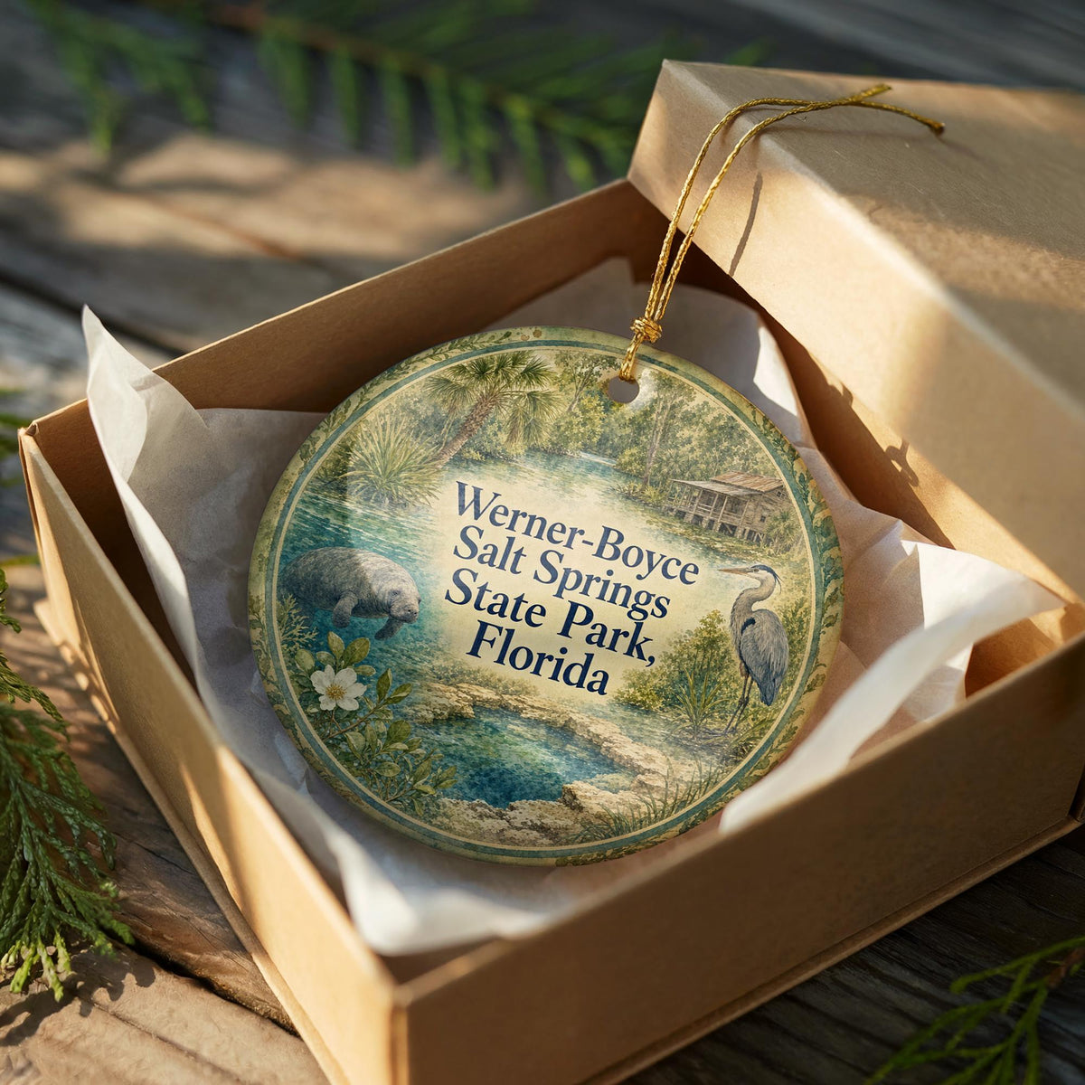 Werner-Boyce Salt Springs State Park Florida Ceramic Ornament, Watercolor Park Landscape Souvenir Keepsake Gift — photo 8
