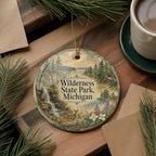 Wilderness State Park Michigan Watercolor Ceramic Ornament, Northern Michigan Nature Souvenir, Great Lakes Travel Keepsake — photo 5